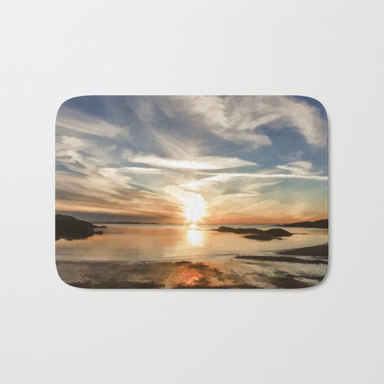 Plum Cove Beach Sunset Painting Bath Mat