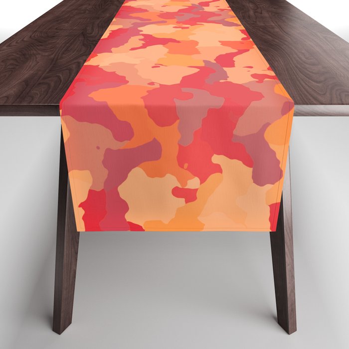 Bush Fire Flame Red Camo Camouflage Pattern Table Runner