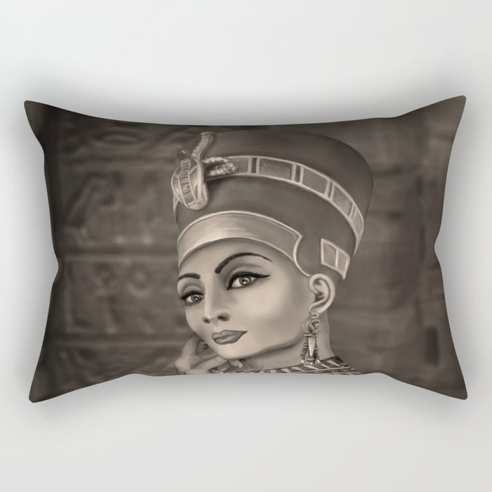 Nefertiti - the Egyptian Queen - sepia Rectangular Pillow