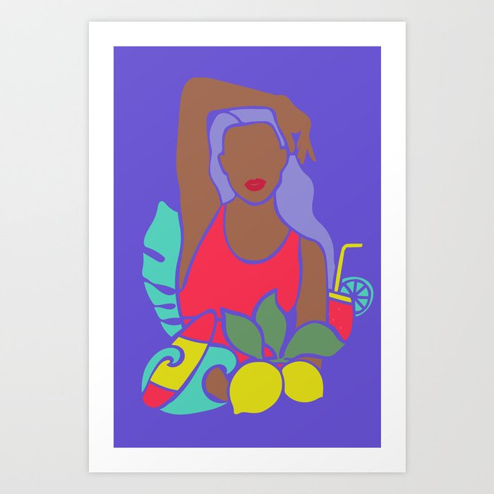 Summer girl with lemons Art Print
