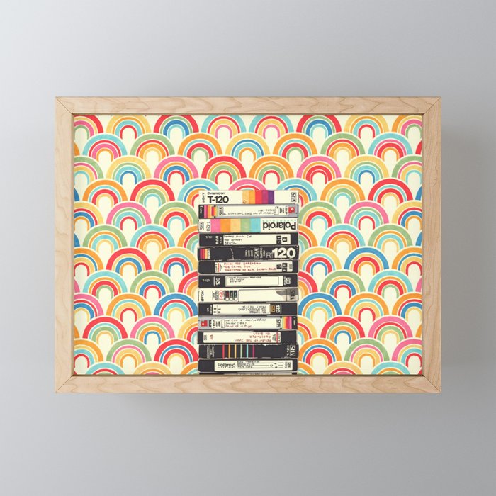 VHS & Rainbows Framed Mini Art Print