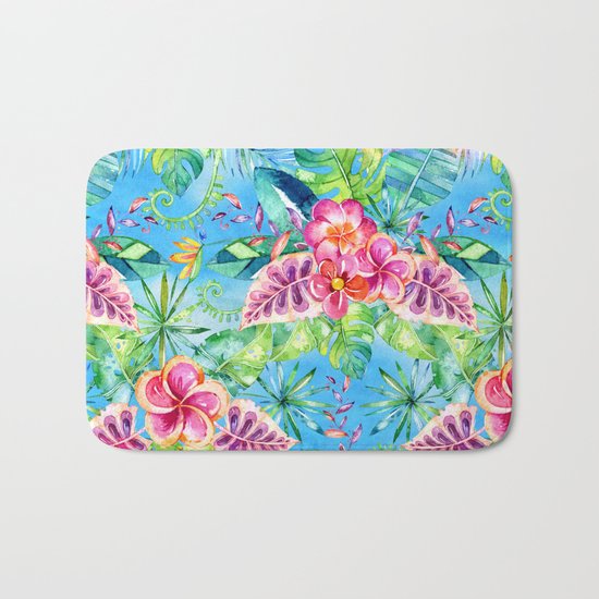 Tropical Jungle Flowers - Aloha Beach - on #Society6 Bath Mat