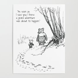 Winnie Nursery Art Adventure Quote Pooh and Piglet Poster