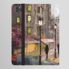oil painting on canvas, street view of Paris iPad Folio Case