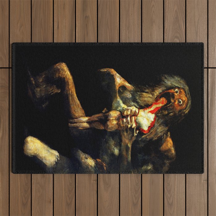 Francisco Goya (Spanish 1746-1828) - Saturn Devouring One of His Sons (Saturno devorando a uno de sus niños) - 1819-1823 - Romanticism - Mythological - Oil - Digitally Enhanced Version - Outdoor Rug