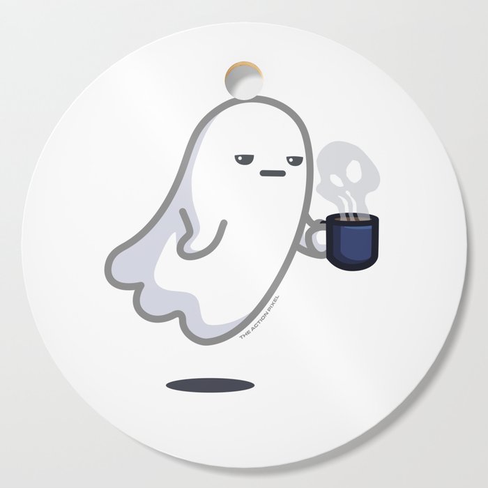 Graveyard Shift - Cute Ghost with Coffee Cutting Board
