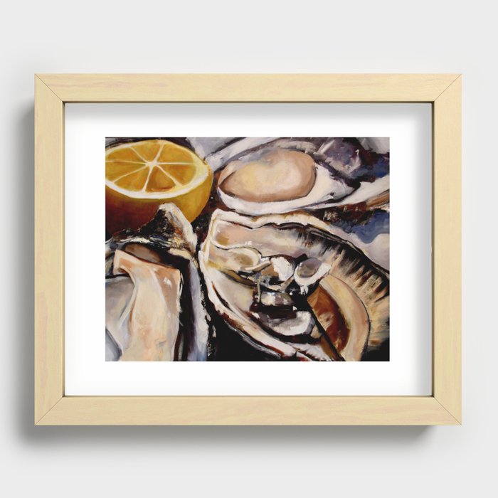Oysters & Lemon Recessed Framed Print