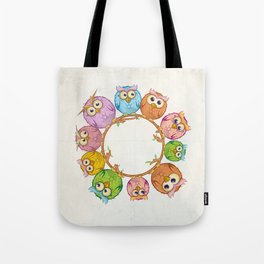 owls cartoon in the empty circle Tote Bag