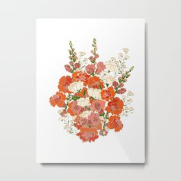 Snapdragons - White Metal Print | Summerfloral, Graphicdesign, Digital, Cream, Floral, Botanical, Boldfloral, Summerbouquet, Brightbouquet, Orangeflowers 