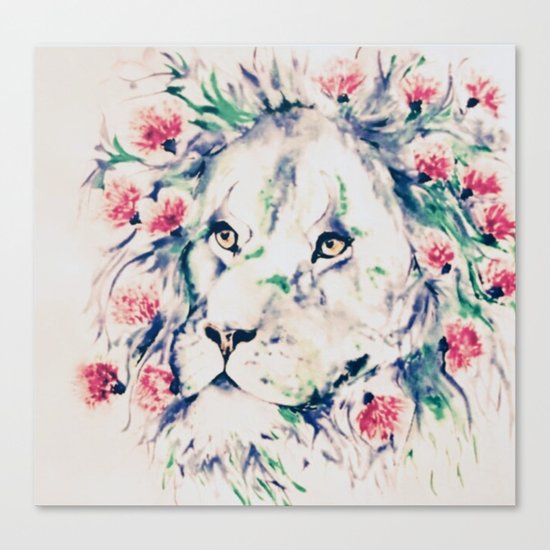 Floral lion Canvas Print
