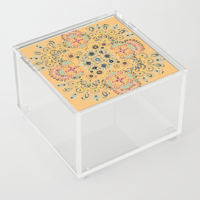 Sunny Coral Abstract  Acrylic Box