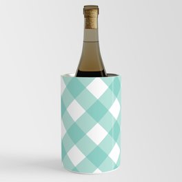  Green Pastel Farmhouse Style Gingham Check Wine Chiller