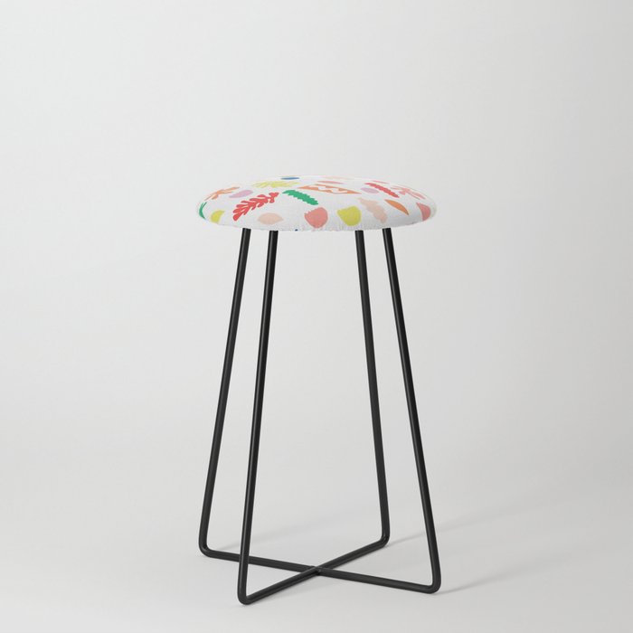 Shapes Fun Minimal Bright Colorful Botanical Leaves And Geometric Shapes Kids Room Decor Counter Stool By Charlottewinter