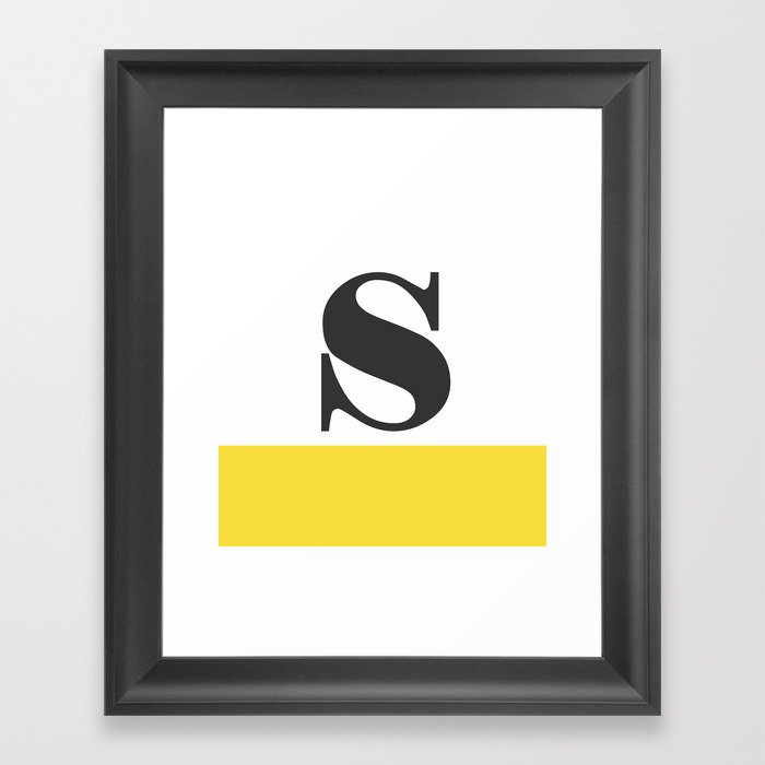 Monogram Letter S-Pantone-Buttercup Framed Art Print
