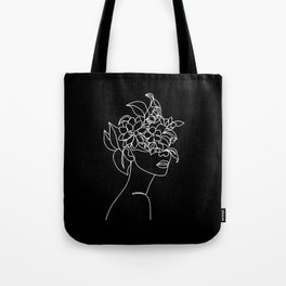 The Girl with the Flowers: Black & White Edition Tote Bag
