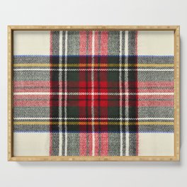Scottish tartan pattern. Red and white wool plaid print as background. Symmetric square pattern. Serving Tray