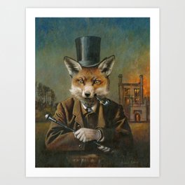 The Dapper Fox Art Print | Painting, Fox, Acrylic, Funnyanimals 