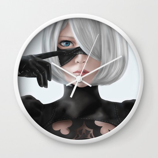 Nier Automata 2b Fanart Cosplay Sesshuasuak Portrait Wall Clock By Robepate Society6