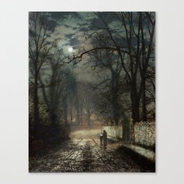 John Atkinson Grimshaw - A moonlit Lane - Victorian Retro Vintage Painting Canvas Print