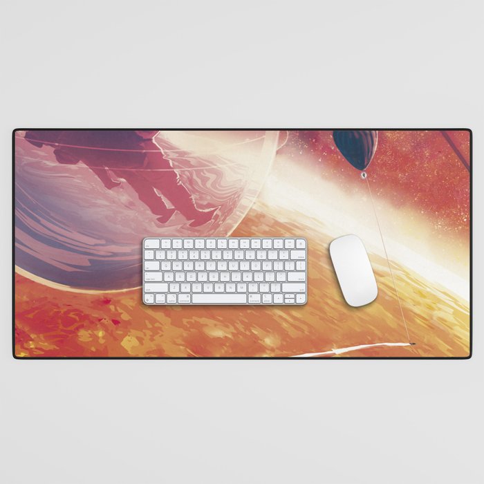 Retro Space Poster - lava life Desk Mat