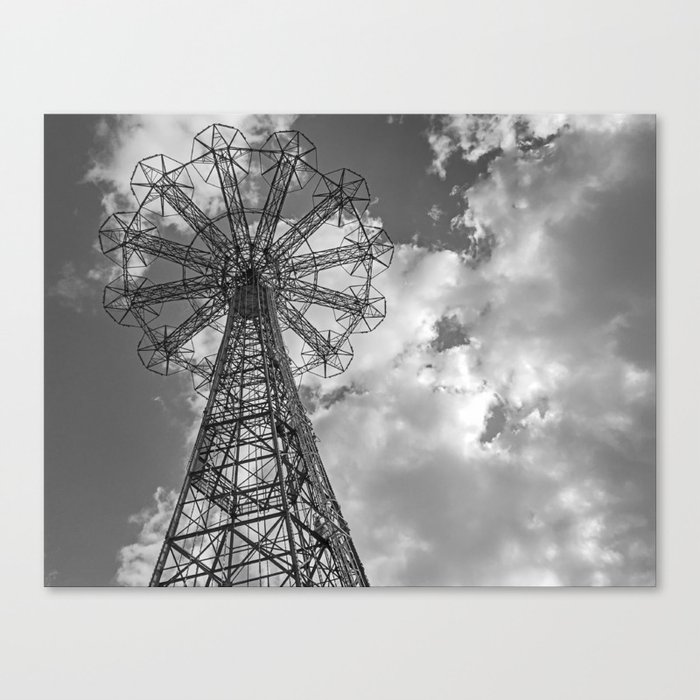 Coney Island Parachute Jump. Black and white photography Canvas Print