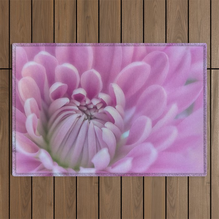 Delicate Girly Pink Chrysanthemum Flower . Nature Photography Art Print Outdoor Rug