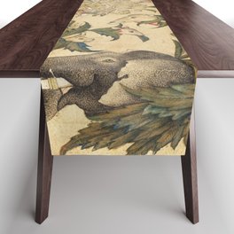 A Floral Fantasy of Animals and Birds Table Runner