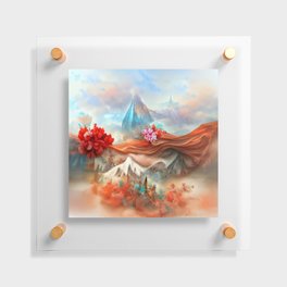 whimsical watercolor mountain Floating Acrylic Print