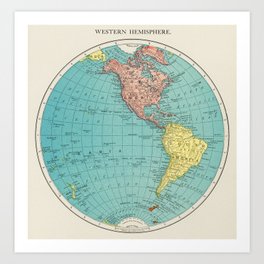  Western Hemisphere, World Atlas Print Art Print