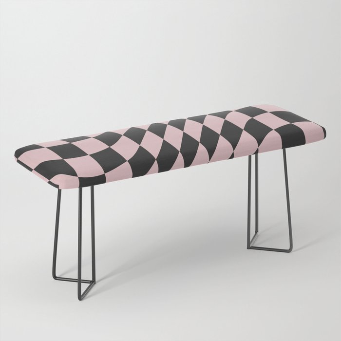 Warped Checkerboard Pattern in Black & Lavender Bench