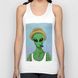 Alien with cool tattoos Unisex Tank Top