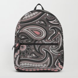 Moroccan Style Grey Pink Paisley Pattern Backpack