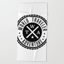 World Traveler Adventure logo. Beach Towel