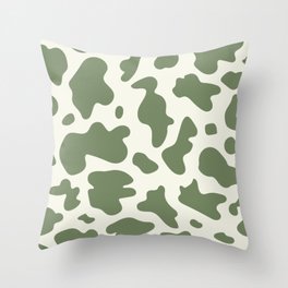 green cow pattern Throw Pillow