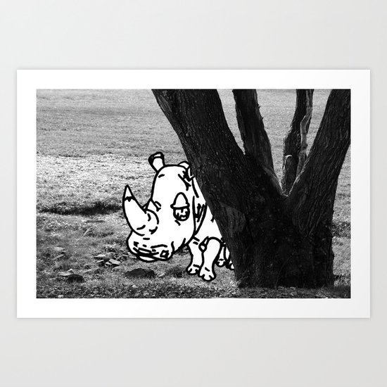 Rhino Art Print