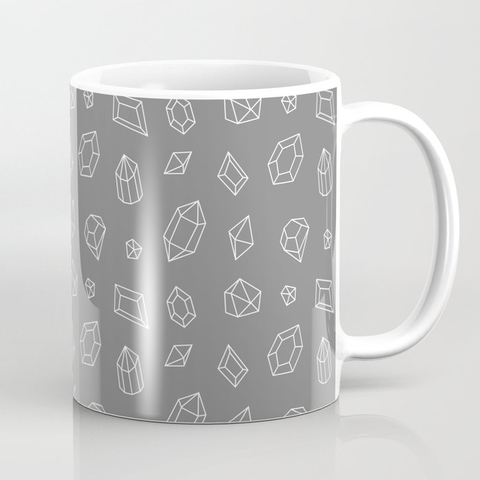 Grey and White Gems Pattern Coffee Mug