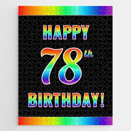 [ Thumbnail: Fun, Colorful, Rainbow Spectrum “HAPPY 78th BIRTHDAY!” Jigsaw Puzzle ]