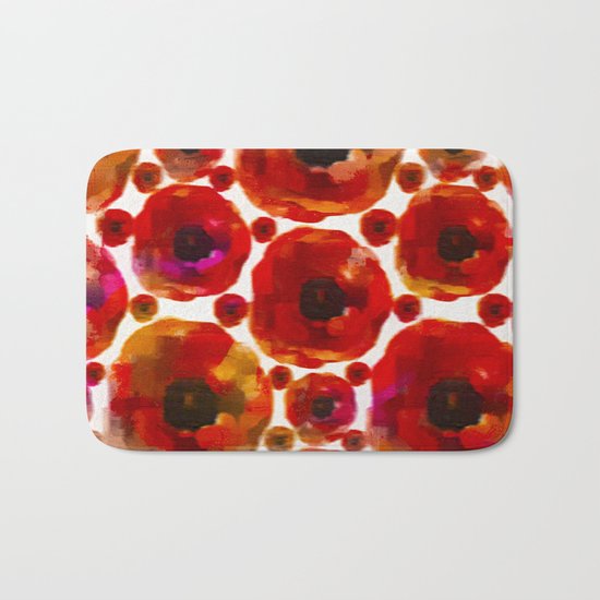 Abstract poppy floral pattern Bath Mat