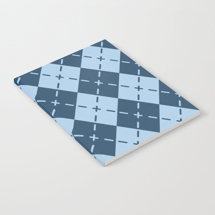 Retro Blue Argyle Pattern Notebook