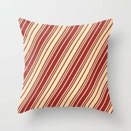 [ Thumbnail: Brown and Beige Colored Lines/Stripes Pattern Throw Pillow ]