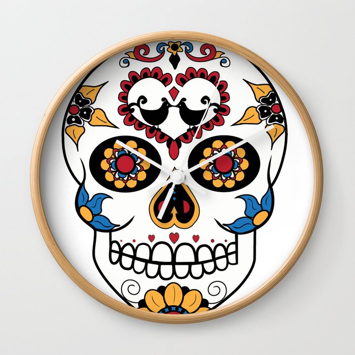 Mexican Sugar Skull Wall Clock