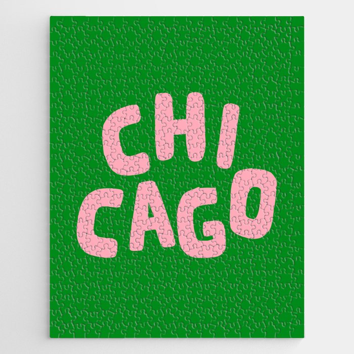 Chicago Green & Pink Jigsaw Puzzle