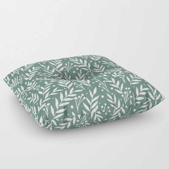 Festive branches - sage green Floor Pillow