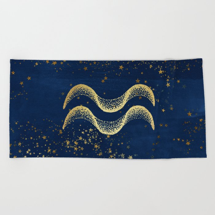 Aquarius Zodiac Sign Beach Towel