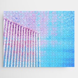 blue and pink skyscraper abstract architecture construction Jigsaw Puzzle