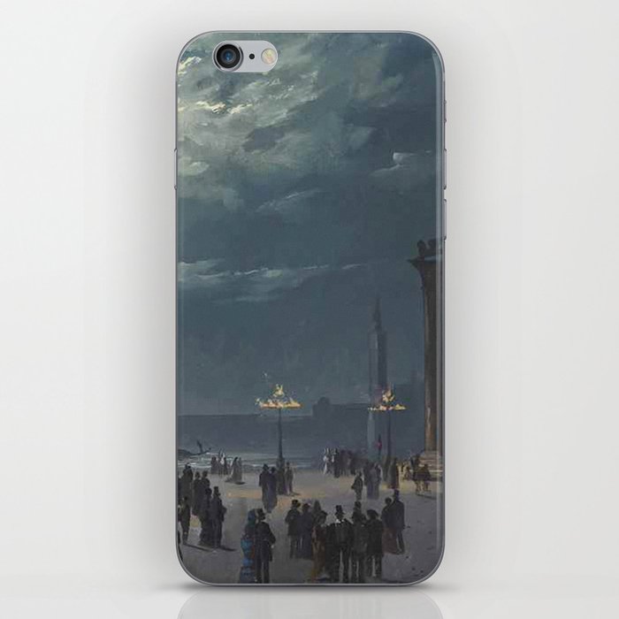 A View of the Piazzetta by Moonlight, Venice -   Ippolito Caffi iPhone Skin