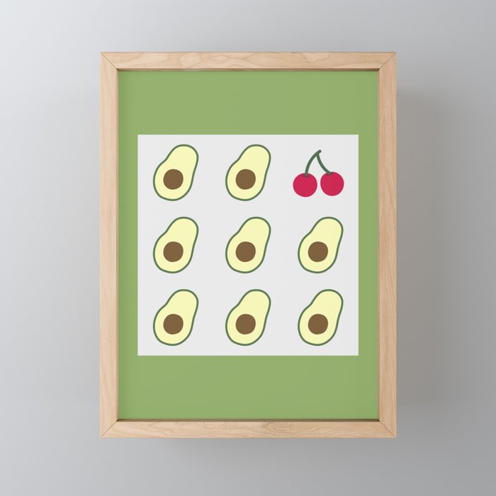Eight avocado one cherry 1 Framed Mini Art Print