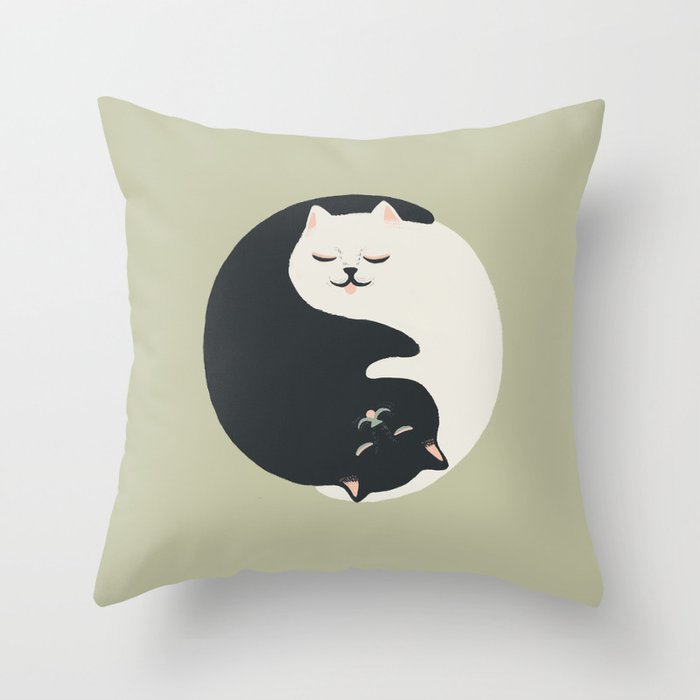 Hidden cat 26 yin yang hug Throw Pillow