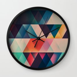 Geometric Abstract: jyst ynyff Wall Clock | Isometric, Teal, Geometric, Abstract, Geometry, Triangle, Graphicdesign, Pink, Digital, Spires 