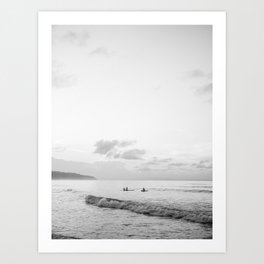Once your board hits the water - Black and white surf travel photography print | Dominican republic Art Print